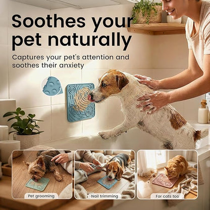 OHMO Lick Mat for Dogs and Cats(Small, Dark&Light Blue, 2pcs) Enrichment Accessories Toy Space Star Easy Clean Pet Slow Feeder/Suction Cups, Licking Pad for Anxiety Relief and Boredom Reduction