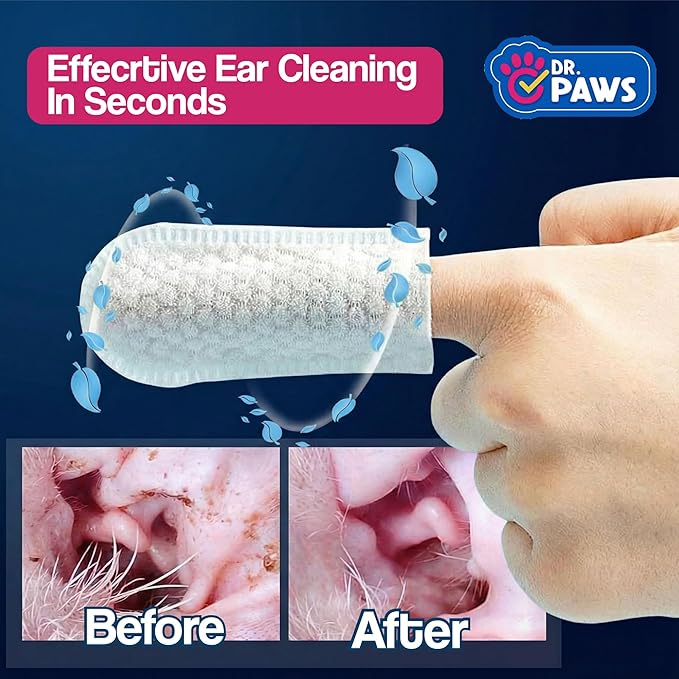 Dog Ear Cleaner Finger Wipes - Ear Finger Wipe for Dog Ear Infection Treatment, Easy to Use Cat Ear Cleaner, Eliminates Odor, Dog Ear Cleaning Solution, Dog Ear Wipes (Oatmeal)