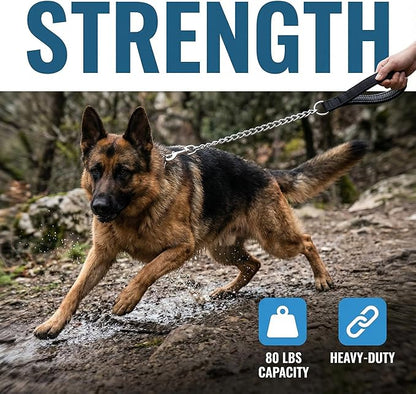 CtopoGo Heavy Duty Dog Leash,Metal Dog Chain Leash with Padded Handle for Large & Medium Size Dogs (6 ft. x 3.0 mm (25-120 lbs.))