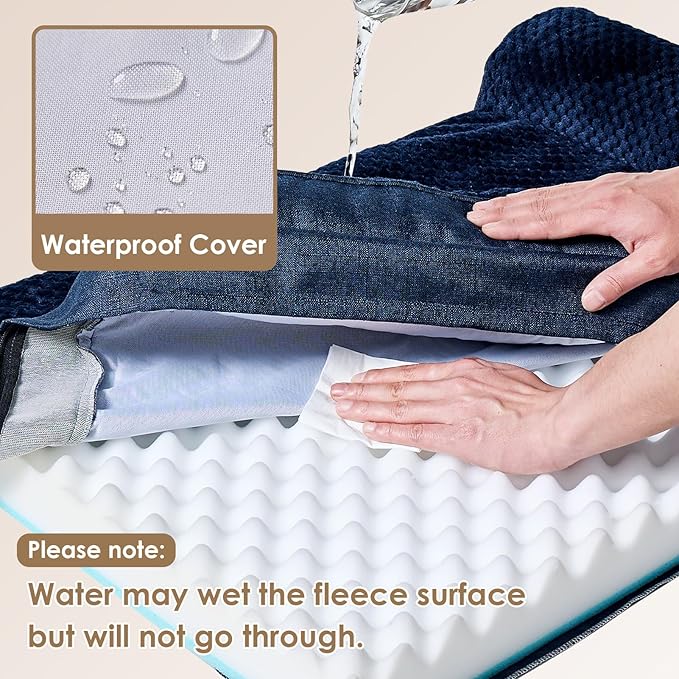 EHEYCIGA Large Dog Bed Memory Foam for Crate, Orthopedic Dog Bed Large Size Dogs with Washable Removable Cover, Waterproof Pet Sofa Couch with Nonskid Bottom, 35x22x6, Navy Blue