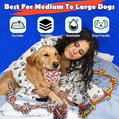 Dog Rope Toys for for Aggressive Chewers, Nearly Indestructible Dog Toys Set With Squeak Octopus for Large/Medium Dogs, Full of Attractiveness, Heavy Duty Natural Cotton Rope Chew Toy,Tug Toy 9 Pack
