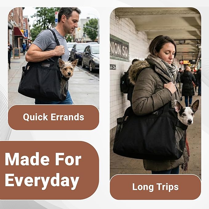 Airline Pet Tote – Dog & Cat Travel Bag, Soft-Sided Dog Carrier with Mesh Panels, Pockets & Removable Cushion, for Pets, Black