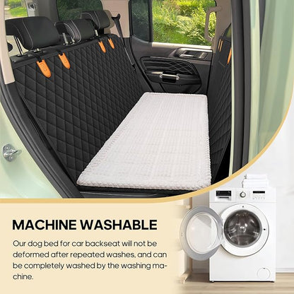 Pet Bed Mat for Car Backseat, Non-Slip Dog Bed for Car Back Seat, Flannel Backseat Dog Bed for Cars Trucks and SUVs (White, 24.8x54 inch)