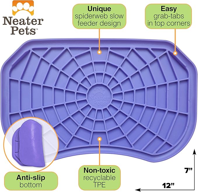 Neater Pets Neat-LIK Dog Lick Mat, Lick Mat for Dogs, Cats, Puppy, Reduces Anxiety & Boredom, Peanut Butter Slow Feeder, Interactive Treat Licking Pad, Licking Mats for Small & Large Breed (Purple)