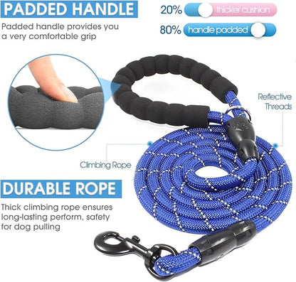 BAAPET 2/4/5/6 FT Dog Leash with Comfortable Padded Handle and Highly Reflective Threads for Small Medium and Large Dogs (6FT-1/2'', Navy Blue)