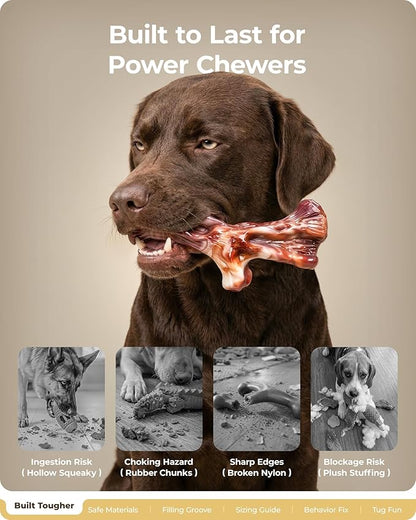 Dog Toys for Aggressive Chewers: 3 Pack Dog Chew Toys, Indestructible Dog Toy for Medium Large Dogs, Tough Dog Toys to Keep Them Busy, Chew Toys for Dogs, Bacon Flavor