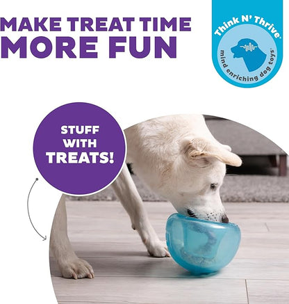 Outward Hound by Planet Dog Snoop Dog Toy – Treat‑Dispenser Puzzle Ball, Interactive Slow Feeder, Medium to Large Dogs, Bouncy & Mint-Infused, Blue, 5"