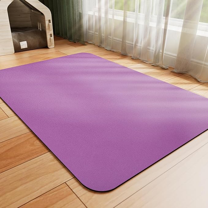 Dog Food Mat - Absorbent Cat Mat for Food and Water, No Stains Pet Feeding Bowl Mat, Easy to Clean Pet Placemats, Quick Dry Dog Water Dispenser Mat for Messy Drinkers | Purple 18"x34"