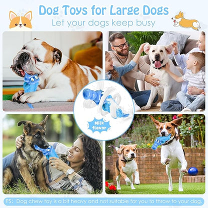 Tough Dog Chew Toys for Aggressive Chewers, Indestructible Dog Toy to Keep Them Busy & Reduce Boredom for Medium, Large Dogs, Milk Flavor
