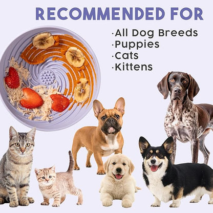 Awoo Wobbowl - Silicone Dog Lick Mat and Slow Feeder Bowl - Dishwasher Safe Pet Dish - Extends Mealtime for Fast Eaters & Reduces Anxiety - for Wet & Dry Food (Periwinkle)