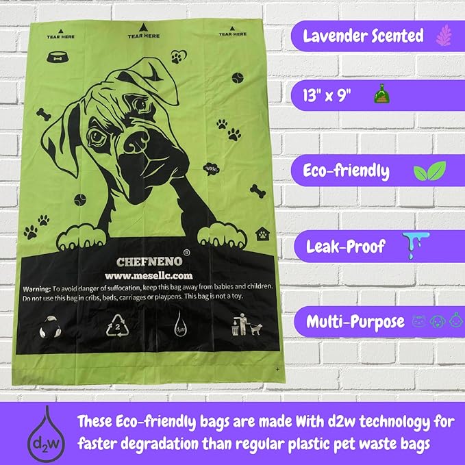 Biodegradable Doggy Poop Bags with Dispenser (576 Bags) Eco-friendly Dog Waste Pickup Bags Refill Rolls Cat Waste Bags (Green, 32 Rolls, Lavender Scented)