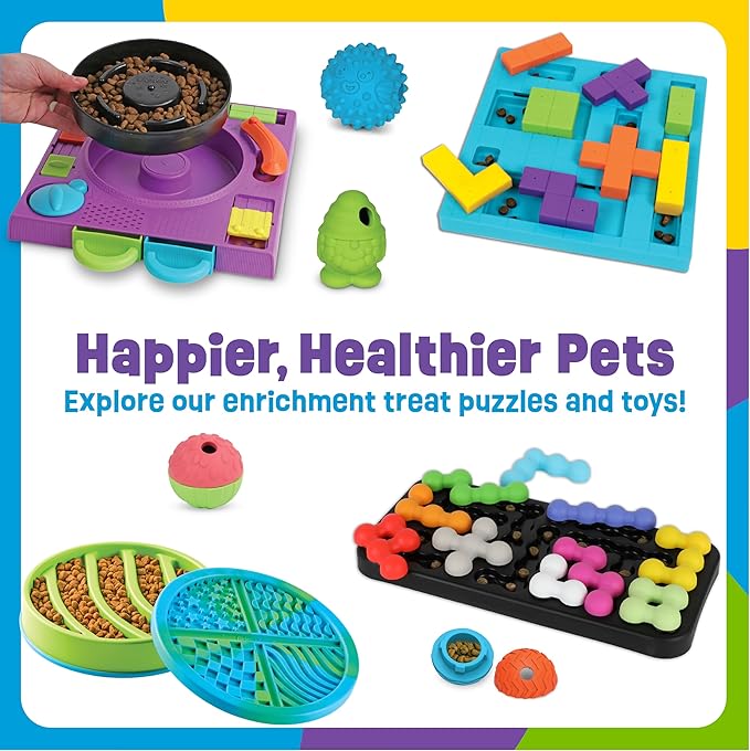 Brightkins Pup Pixel Treat Puzzle - Toys for Dogs to Keep Them Busy, Dog Slow Feeder, Interactive Dog Toys for Boredom, Puppy Treat Toy, Cat Puzzle Toy Feeder, Enrichment Game for Puppies