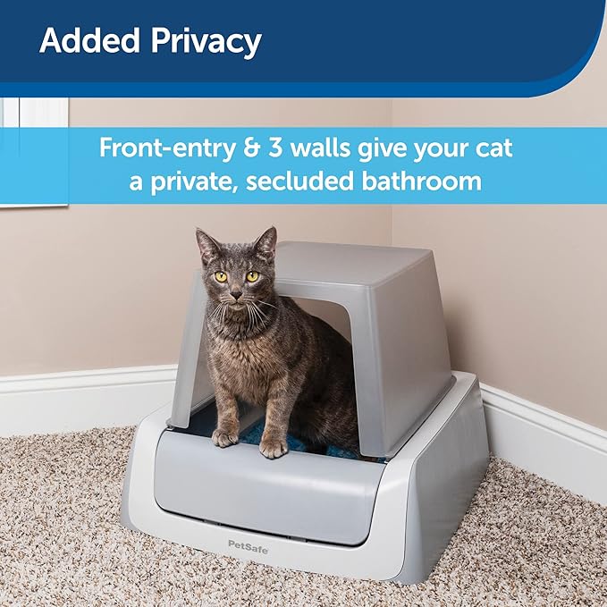 PetSafe ScoopFree Litter Box Privacy Cover - Convenient Potty Cover with Minimalist Cabin Design & Durable Construction - Removable Hood for Skittish Cats - Washable & Travel Friendly