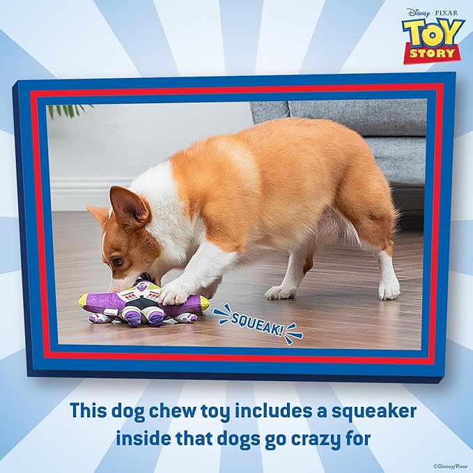 Disney for Pets Pixar’s Buzz Lightyear Plush Dog Toy - Ballistic Nylon Fabric Toy with Squeaker for Dogs - Officially Licensed Product, 9 Inch