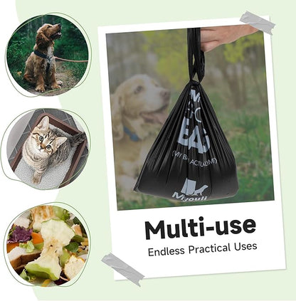 300 Counts Extra Thick Black Pet Poop Waste Bags With Handles for Dogs Ocean Wind-Scented