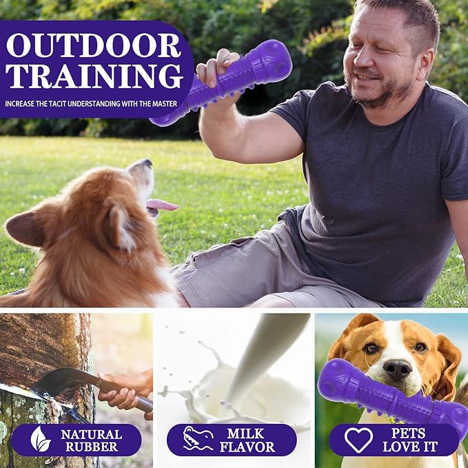 Dog Squeaky Toys for Aggressive Chewers, Durable Chew Toys for Large Medium Breed Dog, Dog Toys, Tough Durable Dogs Toys with Natural Rubber