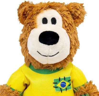 KONG Wild Knots Bear Soccer Player Dog Toy – Brazil – National Team Jersey Inspired – International Tournament Edition – Plush Rope Toy with Squeaker, Medium/Large