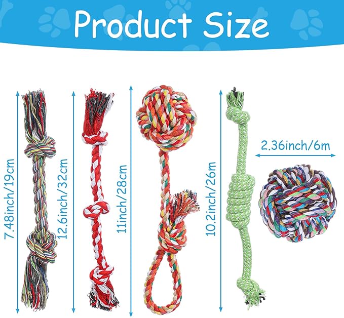 Small Dog Rope Toys, 25 Pack Puppy Rope Toy Set for Small Breeds 0-22 lbs, Various Tug Toys for Teething, Entertainment & Interaction