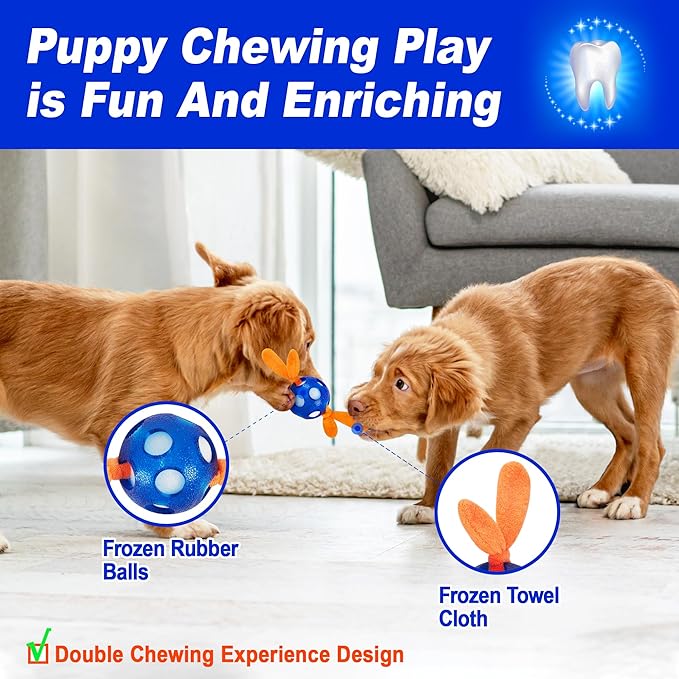 4 Pack Frozen Puppy Toys to Keep Them Busy to Relieve Teething Pain,Chew Toys for Puppies 0-6 Months Relieve Teething Itch, Puppy Teething Rings to Release Excess Energy