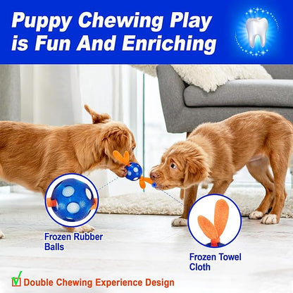 4 Pack Frozen Puppy Toys to Keep Them Busy to Relieve Teething Pain,Chew Toys for Puppies 0-6 Months Relieve Teething Itch, Puppy Teething Rings to Release Excess Energy