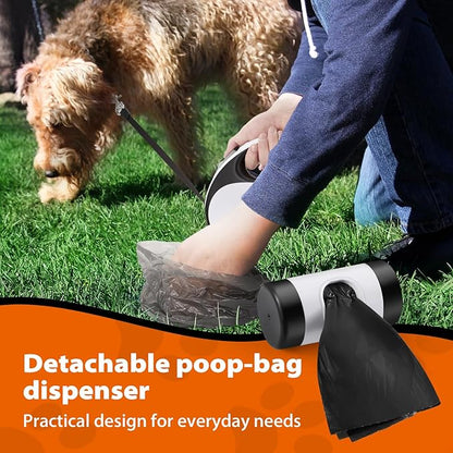 Upgraded Retractable Dog Leash with Chew Proof Extender, Pet Walking Leashes with Poop Bag Holder, 26Ft Heavy Duty Retractable Pet Leash for Medium Large Dogs up to 110lbs, Anti-Slip Grip