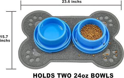 Petlike Pet Feeding Mat for Large Dogs and Cats, Non-Slip and Waterproof Large Dog Bowl Mat for Food and Water, Easy to Clean(Exclude Bowl…