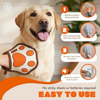 Blueppyness FurAway Glove – Electrostatic Pet Hair Removal Glove for Pets, Furniture, Carpet & Laundry | Reusable Lint Remover Mitt for Cat & Dog Hair | Soft, Durable, Fun Design & Improved Grip