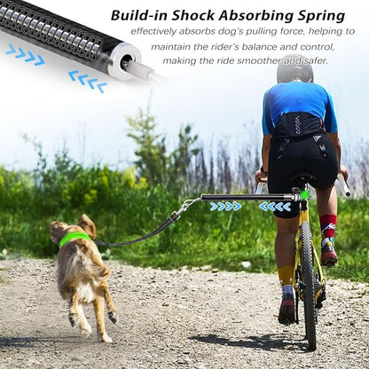 Hands-Free Bicycle Dog Leash for Cycling - 180° Rotating or Fixed Quick-Attach System, Built-in Shock-Absorbing Spring, Anti-Pull Design, Thick Steel Wire Rope 550 lbs (Carbon Fiber)