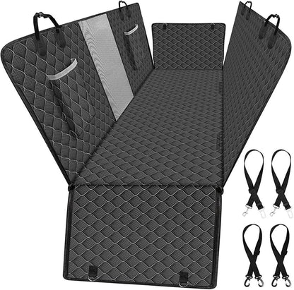XHRING Dog Seat Cover Back Seat Truck Pet for Ford F150 F250 F350 Super Duty Ram 1500 2500 3500/GMC Sierra/Chevy Silverado, Waterproof & Scratchproof Back Seat Pet Cover for Pickup Truck Black Grey