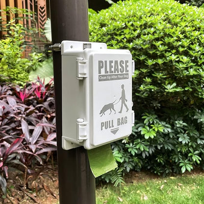 Dog Poop Bag Dispenser, Waterproof Outdoor Dog Bag Dispenser Holds Up to 8 Rolls of Waste bags, Outdoor Wall, Stake, Pole, Fence Mounted (only dispenser)