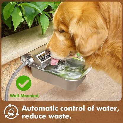 PETTEN Automatic Water Dispenser for Dogs,3L/1Gal Stainless Steel Water Bowl Dispenser Kit, Auto-Filling Fresh Water for Pets/Livestock Outdoor, Fits GHT Male 3/4" Faucet.