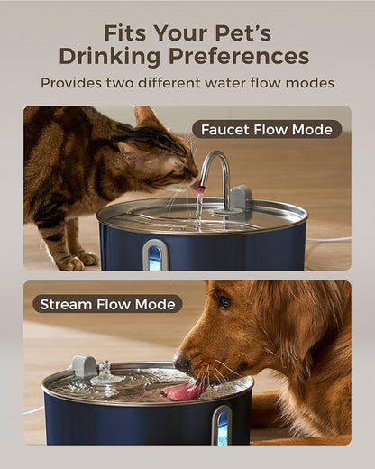 Dog Water Fountain for Large Dogs 7L/236oz Stainless Steel Dog Water Bowl Dispenser Automatic Pet Water Fountain, Multi-Filtration Pet Fountain with Ultra-Quiet Pump (Navy)