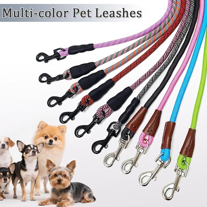 WYuZe 5ft Puppy/Dog Leash for Small Dogs, 1/4" Thin Rope Dog Leash with Easy to Use Hook, Lightweight Pet Leashes for Chihuahua/Yorkie/Tiny Breed/Cats, 10+ Colors, Green