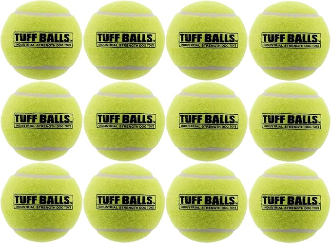 PetSport Giant Tuff Ball - Giant Tennis Balls for Dogs, Great for Boredom & Aggressive Chewers, Toy for Large Dogs, Certified Non-Toxic, Wonâ€™t Wear Down Teeth - 4"(Pack of 12)