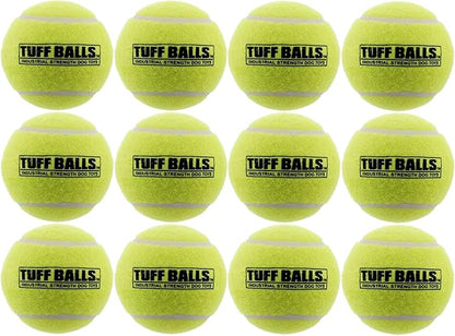 PetSport Giant Tuff Ball - Giant Tennis Balls for Dogs, Great for Boredom & Aggressive Chewers, Toy for Large Dogs, Certified Non-Toxic, Wonâ€™t Wear Down Teeth - 4"(Pack of 12)