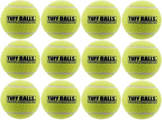 PetSport Giant Tuff Ball - Giant Tennis Balls for Dogs, Great for Boredom & Aggressive Chewers, Toy for Large Dogs, Certified Non-Toxic, Wonâ€™t Wear Down Teeth - 4"(Pack of 12)