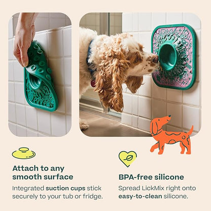 WOOF LickMat - Easy-to-Clean Lick Mat for Dogs - Slow Feeder Mat with Non-Slip Design - BPA-Free Silicone Lick Mat - Interactive Dog Toys - Lavender