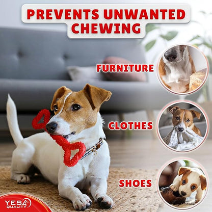 YES4QUALITY Dog Chew Toy - Durable Chew Bone for Medium and Large Dogs - 13", Red - Tough Rubber Tug of War Bone Pet Toy for Aggressive Chewers - Bumpy Design for Puppy Teething