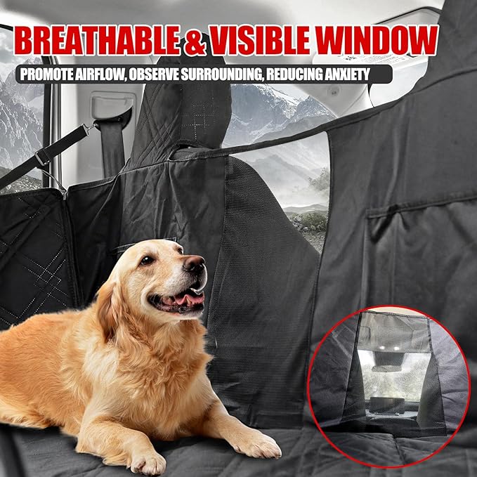 Mabett Dog Seat Covers for Ford Maverick 2025 2024 2023 2022 Accessories, Back Seat Hammock Extender for Pets Include Door Sides and Headrests Protection-Hard Bottom Support 600D Oxford Cloth