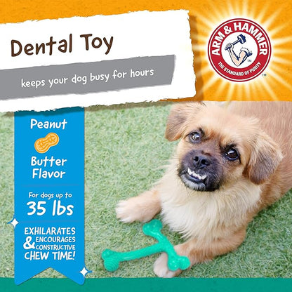 Arm & Hammer Nubbies T-Bone Dental Dog Chew Toy with Peanut Butter Flavor, Textured Chew Toy Designed to Help Clean Teeth and Support Oral Care for Dogs Up to 35 lbs