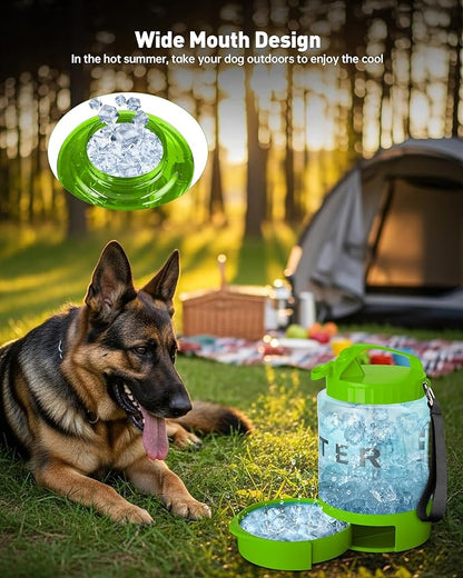 Portable Dog Water Bottle Bowl - 77 oz Travel Water Bowl Dispenser for Dogs Leak Proof, Suitable for Large Pet Drinking, A Must Have for Outdoor, Camping, Walking, Beach, Hunting Other Scenes （Green）