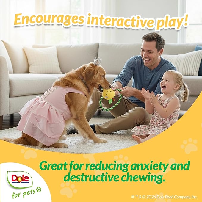 Dole for Pets® Dog Rope Toy with Squeakers, Mango Tug of War Dog Toy, Tough Cotton Rope Toys for Dogs, Aggressive Chew Toys for Medium Dogs