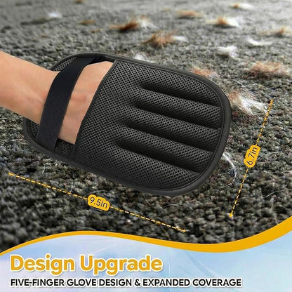 Pet Hair Removal Glove for Cat & Dog,Resuable Five-Finger Electrostatic Magic Brush,Washable Multi-Surface Pet Hair Remover Tool for Furniture, Clothing, Sofa, Carpet, Bed & Car
