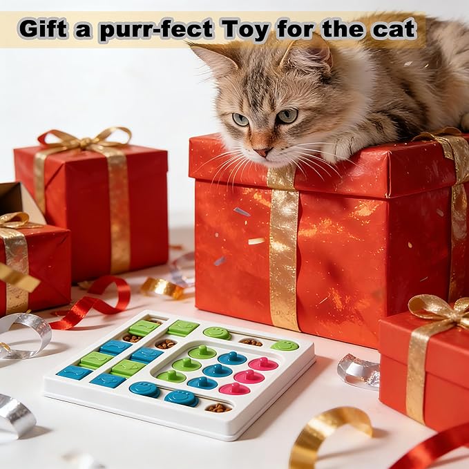 Cat Puzzle Feeder ，Cat Puzzle Toy ，Interactive Slow Feeder Kitten Toys ，Maze Hidden Food Pet Feeder，Toys for Bored Indoor Adult Cats