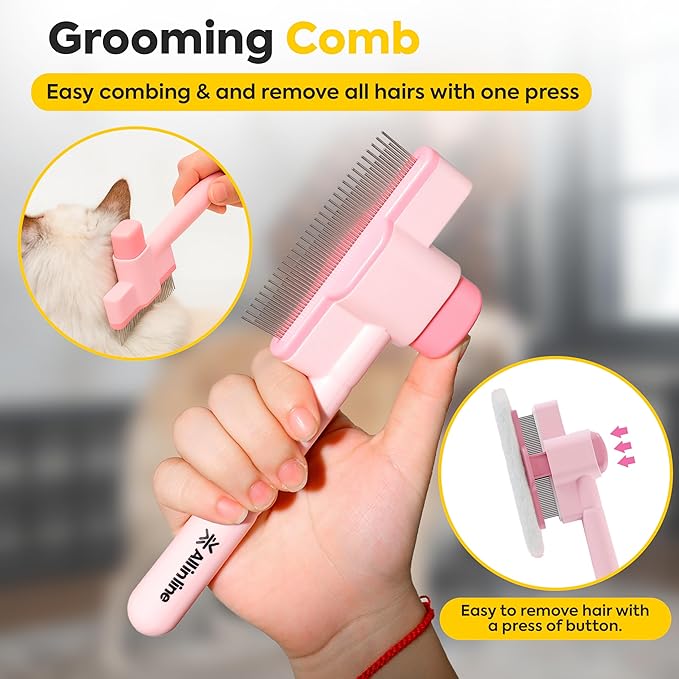 Pet Hair Removal Glove for Dogs & Cats | Upgraded Reusable Electrostatic Grooming Glove with Bonus Shedding Brush & Detangling Comb | Hair Remover for Clothes, Sofa, Carpet, beds, & Car Seats