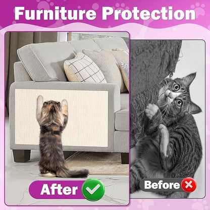 23.6x15.8 Cat Wall Scratcher Mat with Nano Tape,Anti Cats Scratch Furniture Couch Carpet Corner Protector for Indoor,Trimmable Cat Scratching Pad Board Sofa Replacement