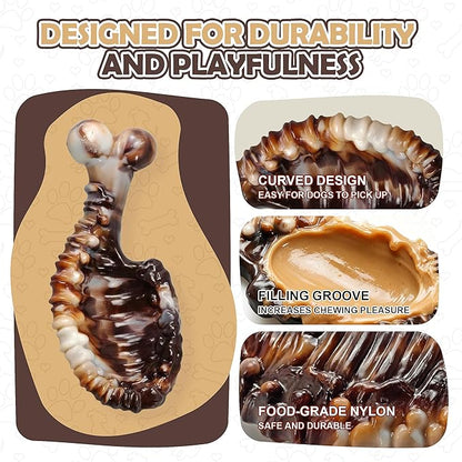 3 PCS Dog Toys for Aggressive Chewers,Tough Dog Chew Toys for Medium and Large Breed, Bacon Flavored, Dog Toys to Keep Them Busy, Dog Bones for Teeth Cleaning(Brown)