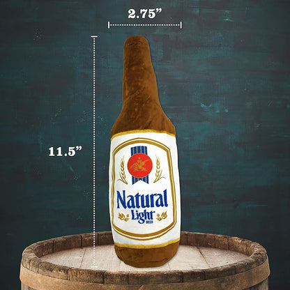 design LAB, Inc. Natural Light Beer Dog Toy | Official Merchandise Beer Bottle Squeaky Plush Toy for Dogs | 12 inch Medium Large Novelty Dog Toys for Fun and Fetch