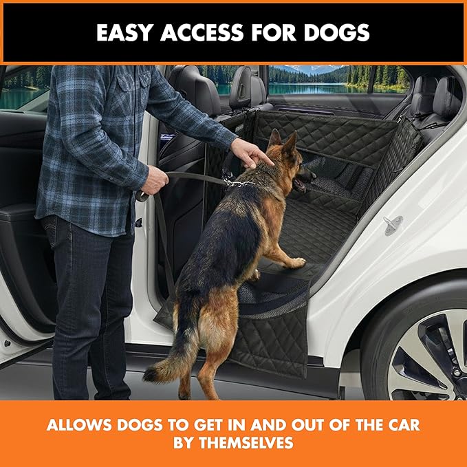 YoGi Prime Half Hammock Dog Seat Cover for Back Seat - Waterproof Half Backseat Dog Cover, Space Saving Split Seat Design, Universal Fit & Heavy Duty Pet Restraint