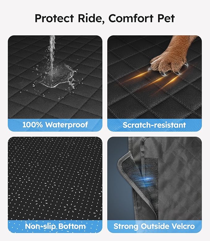 Wigoo Upgrade Soft Dog Car Seat Cover for Back Seat, [Protect Interior, Waterproof & Easy to Clean] Soft Bottom Backseat Dog Car Hammock,Fits Large Sedan SUV Truck Van, Size L, Black